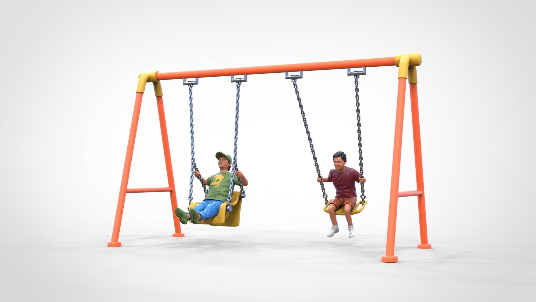 N1 Kid playing on a swing in park 3D print model_10