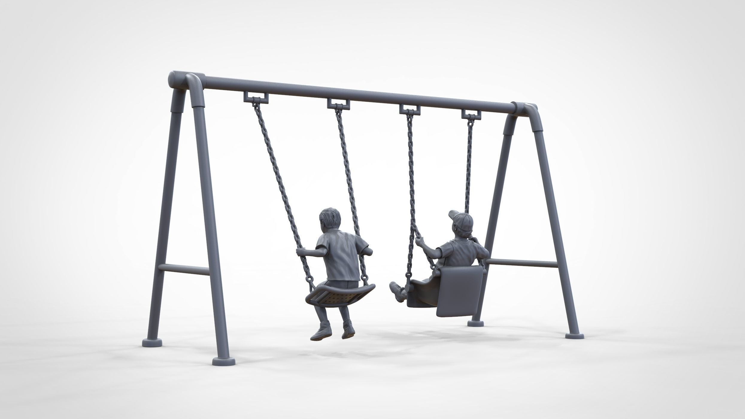 N1 Kid playing on a swing in park 3D print model_34