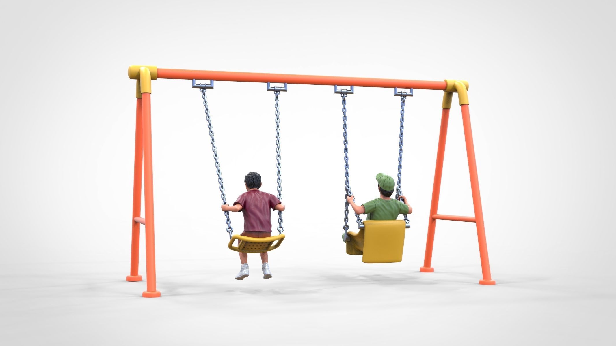 N1 Kid playing on a swing in park 3D print model_17