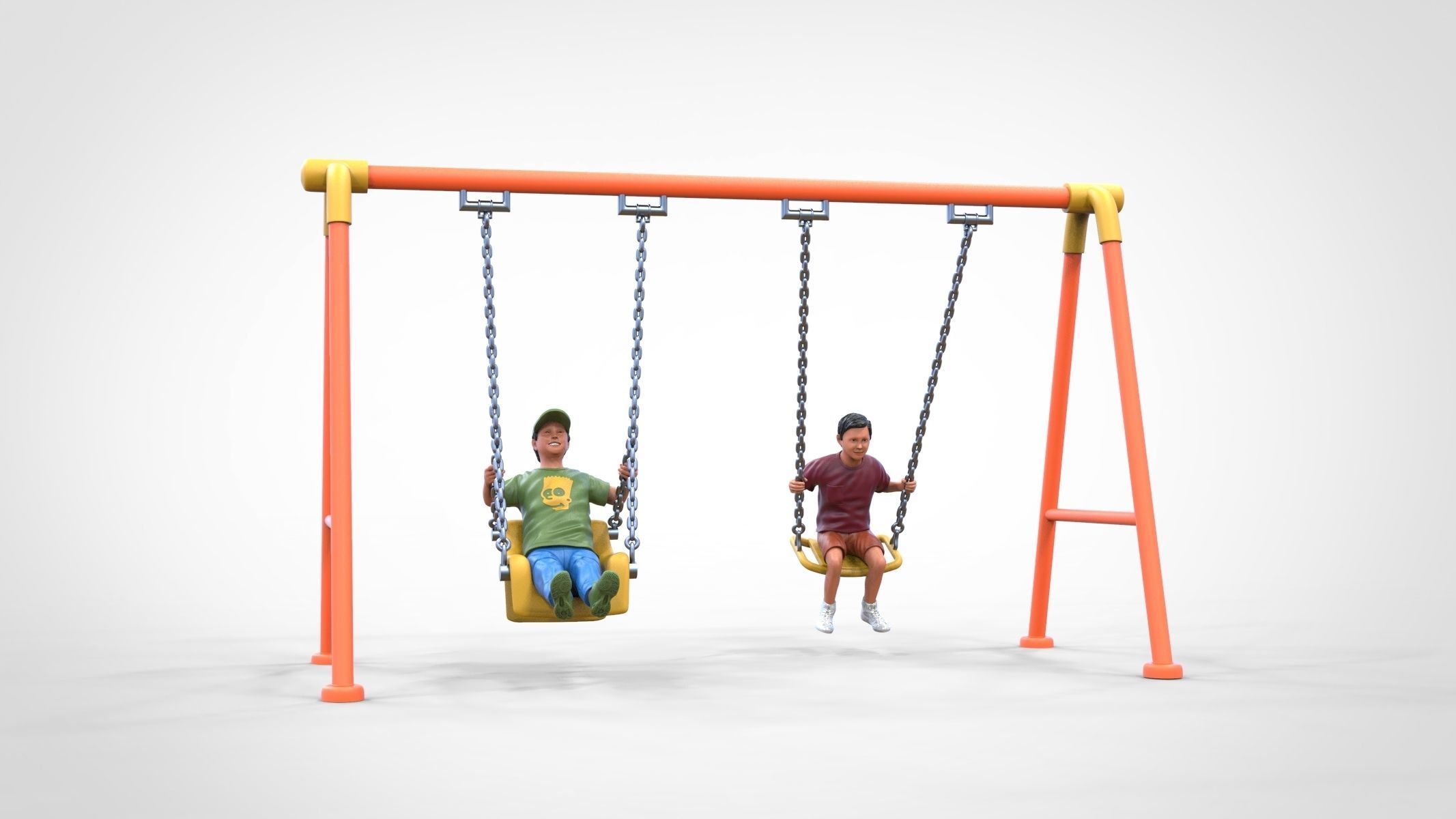 N1 Kid playing on a swing in park 3D print model_8