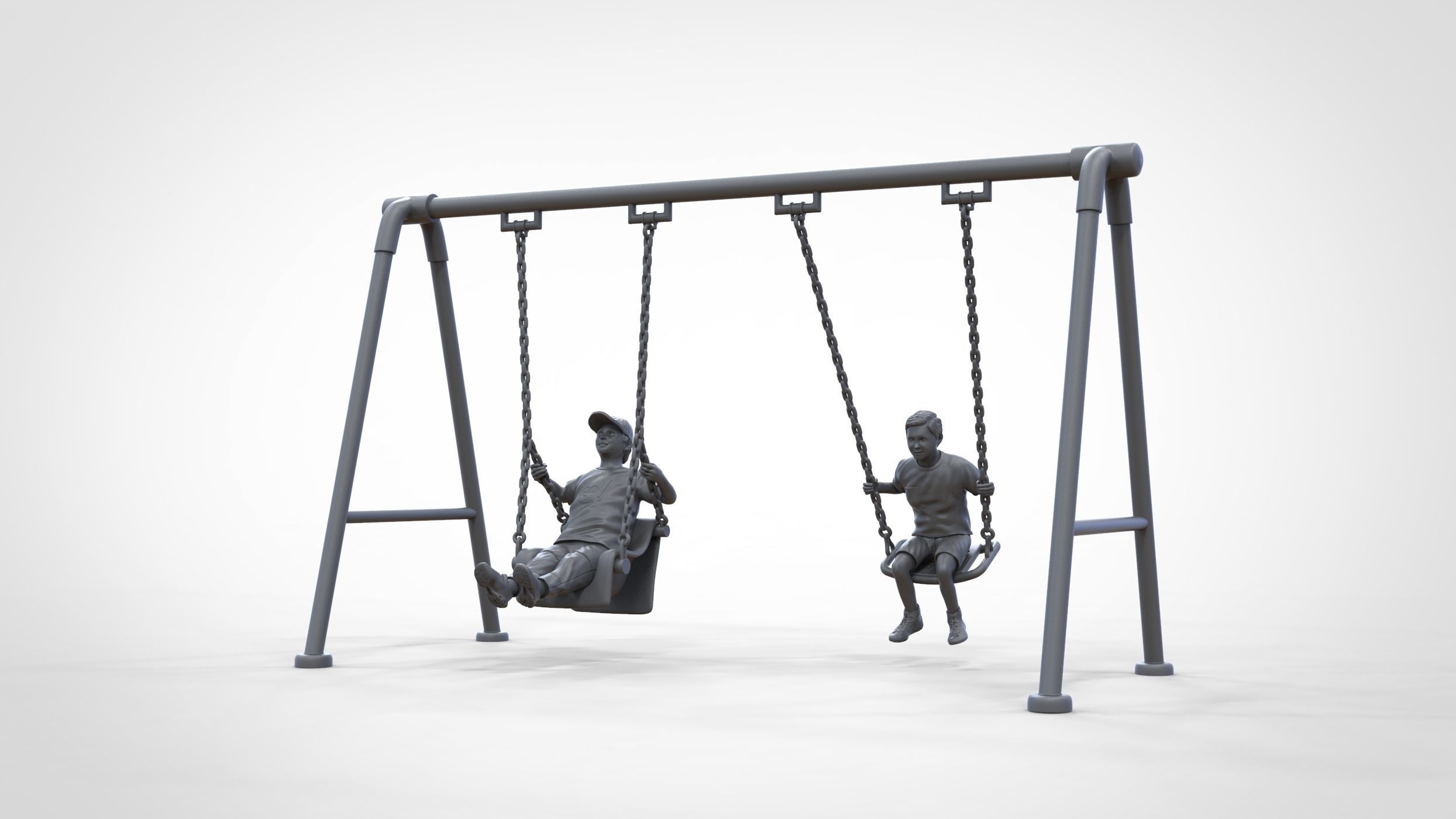 N1 Kid playing on a swing in park 3D print model_30