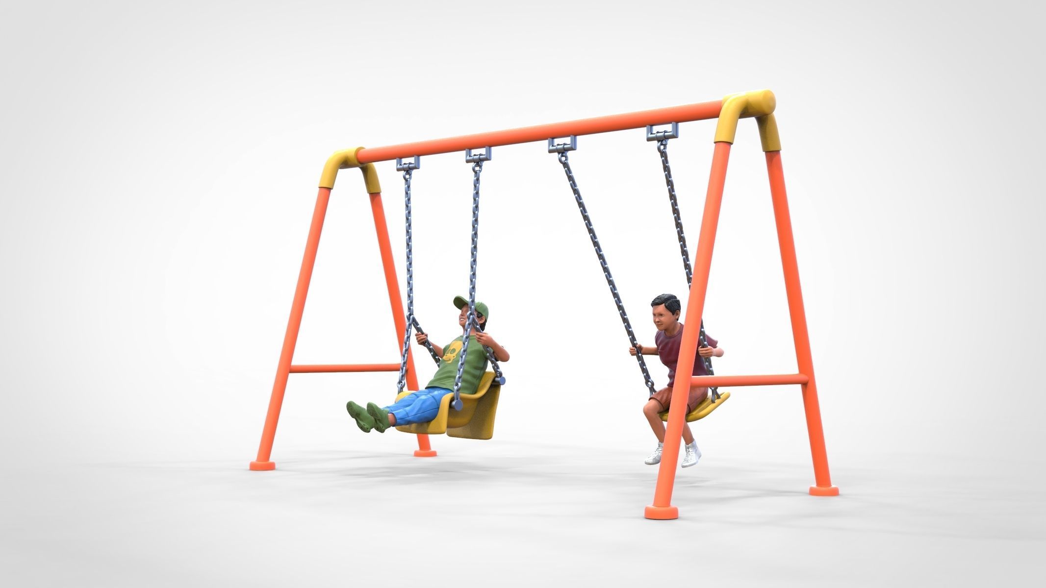 N1 Kid playing on a swing in park 3D print model_11