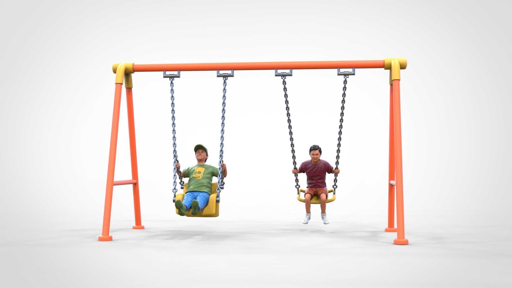 N1 Kid playing on a swing in park 3D print model_9