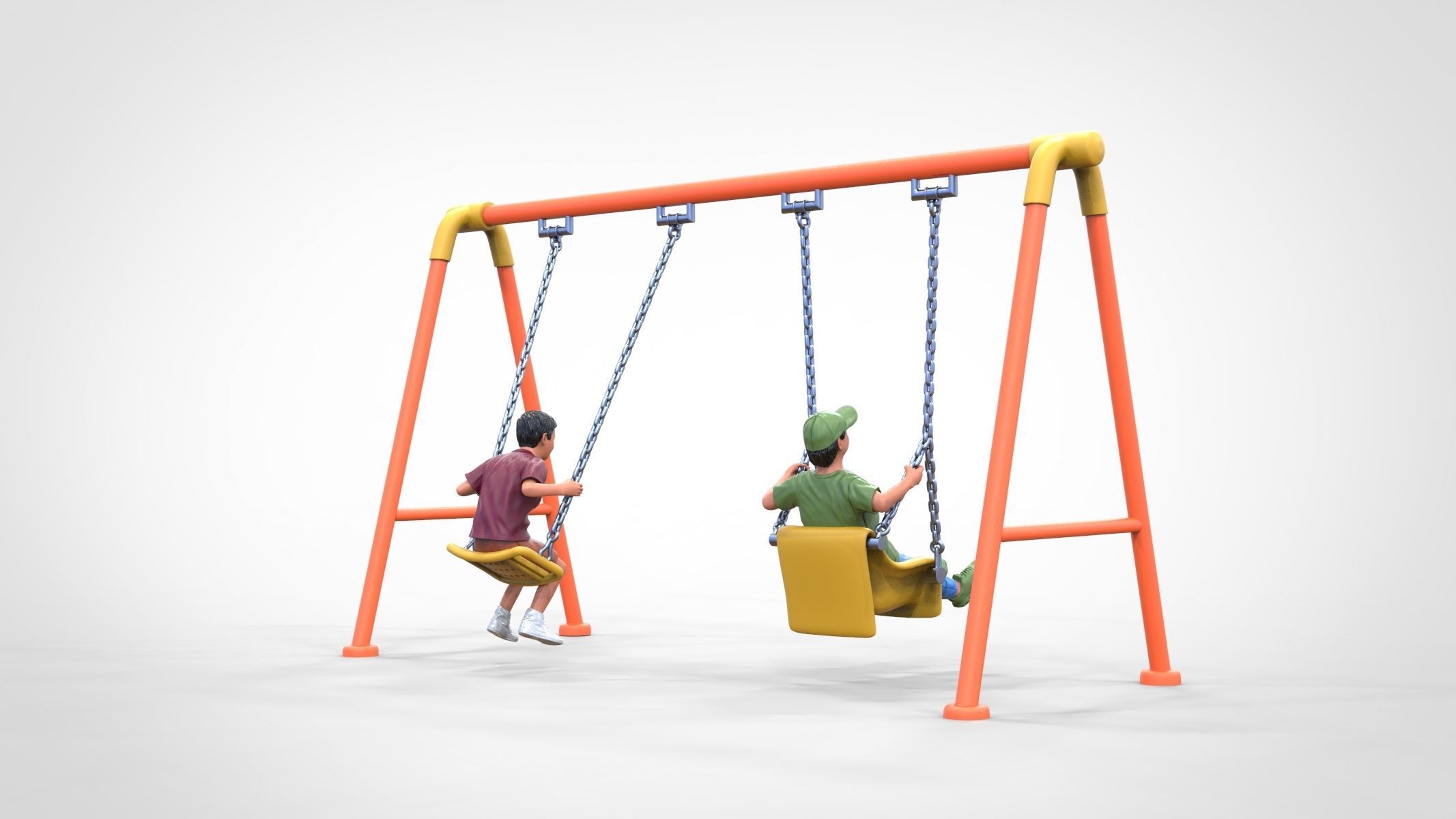 N1 Kid playing on a swing in park 3D print model_20