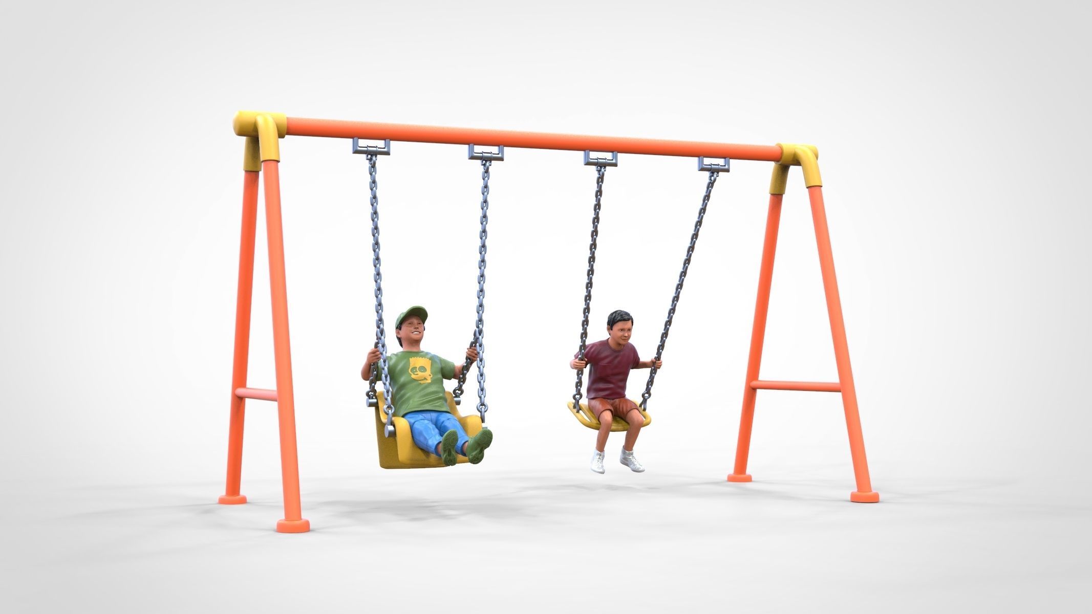 N1 Kid playing on a swing in park 3D print model_7