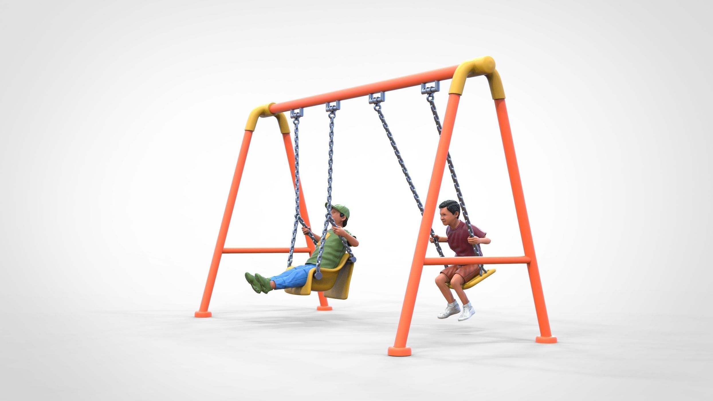 N1 Kid playing on a swing in park 3D print model_25