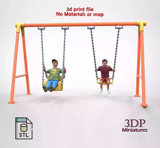 N1 Kid playing on a swing in park 3D print model