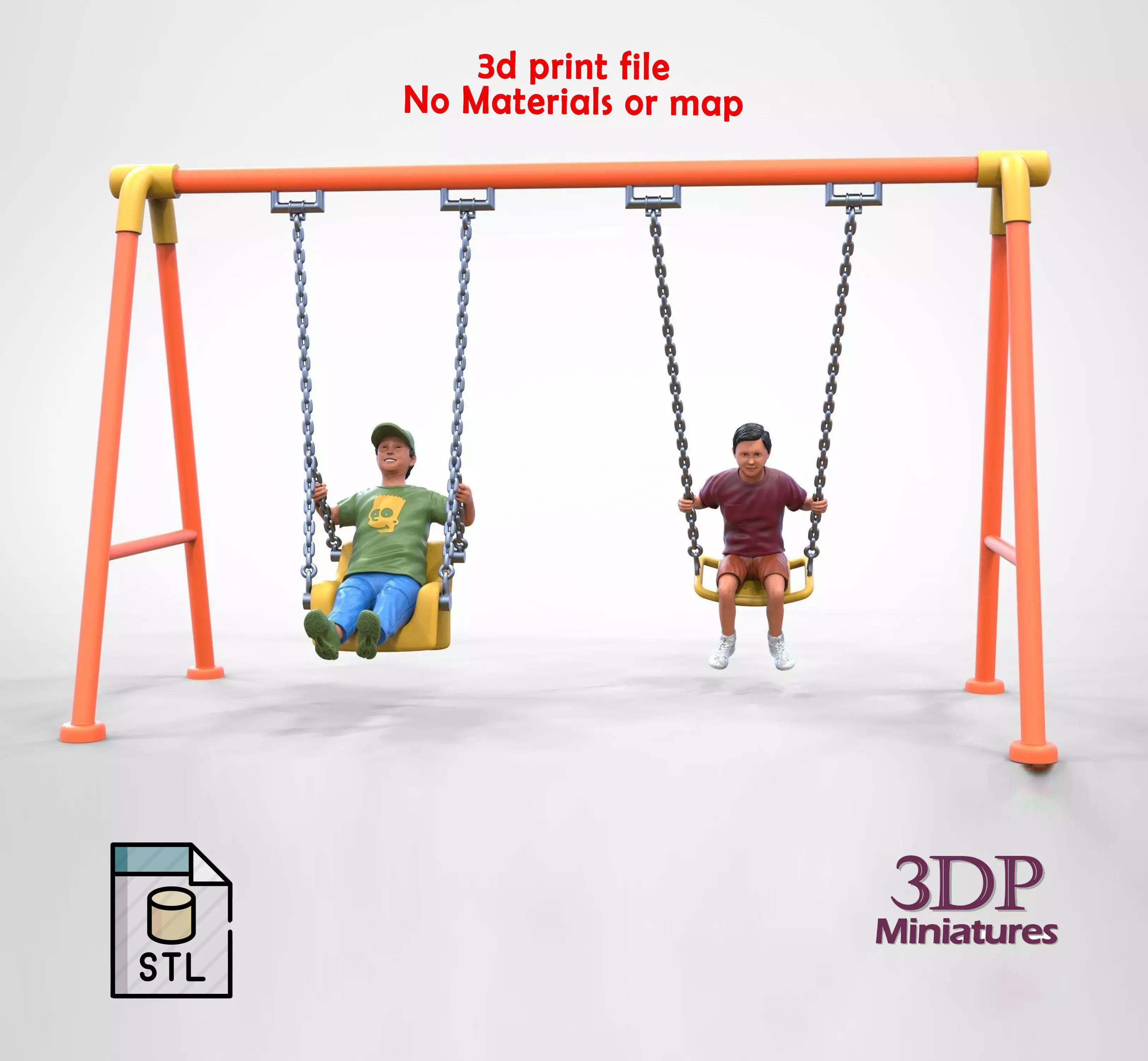 N1 Kid playing on a swing in park 3D print model_0