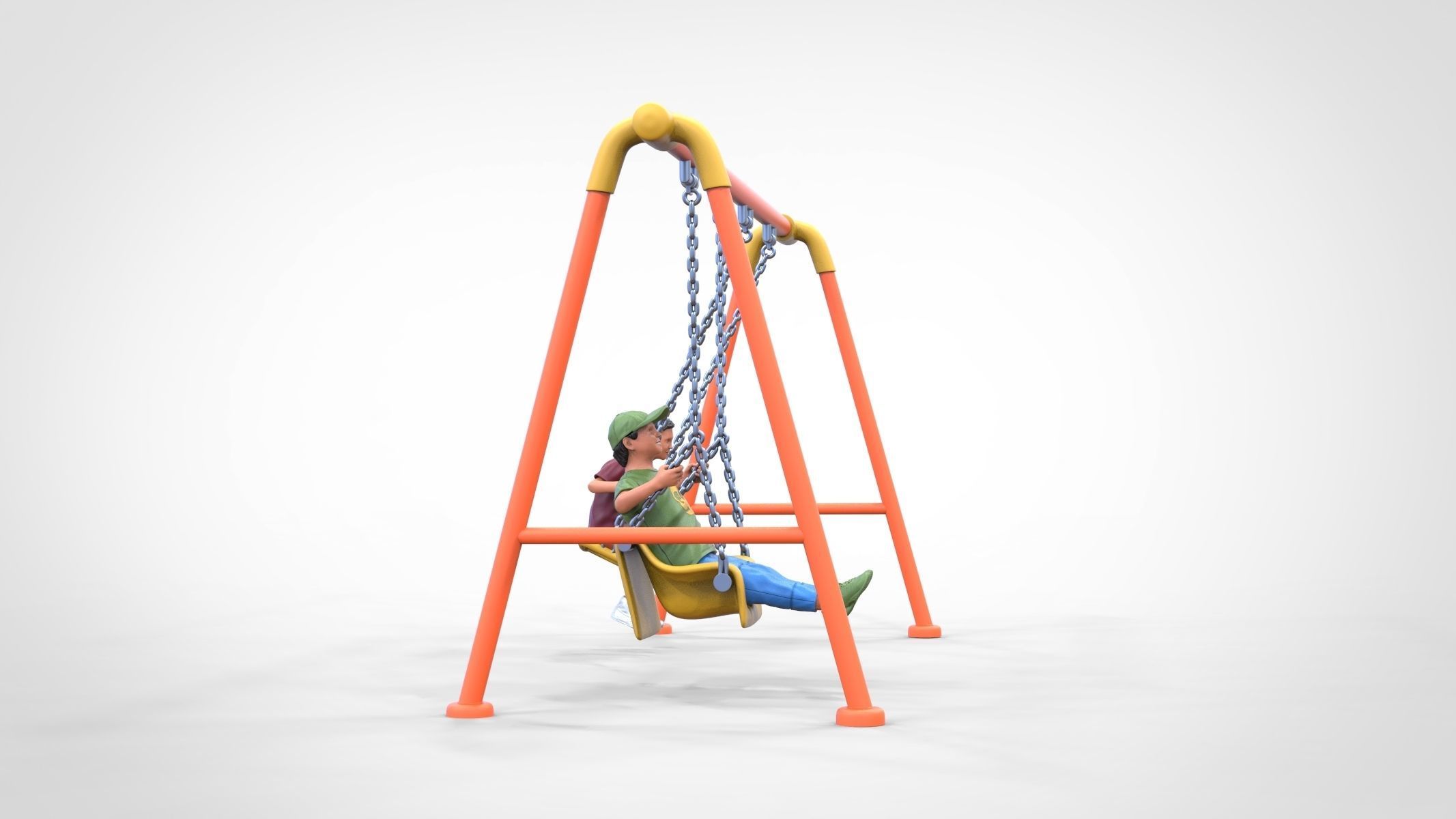 N1 Kid playing on a swing in park 3D print model_24