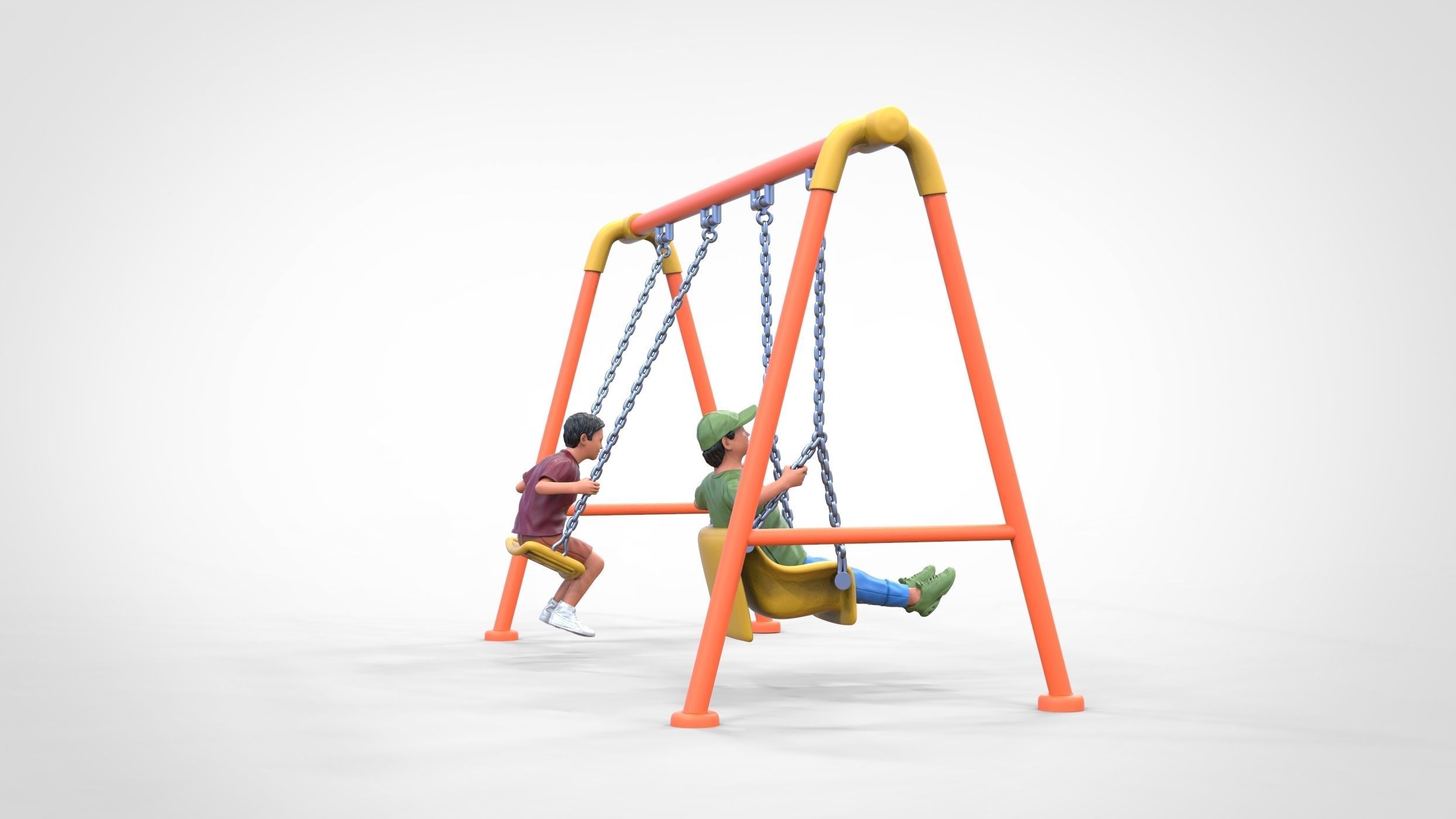 N1 Kid playing on a swing in park 3D print model_27