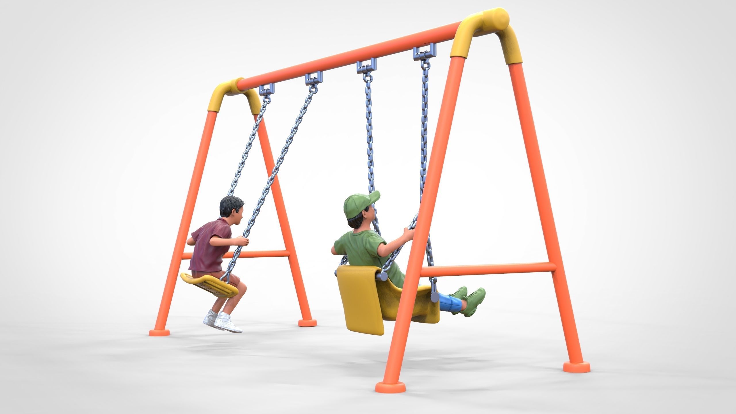 N1 Kid playing on a swing in park 3D print model_5