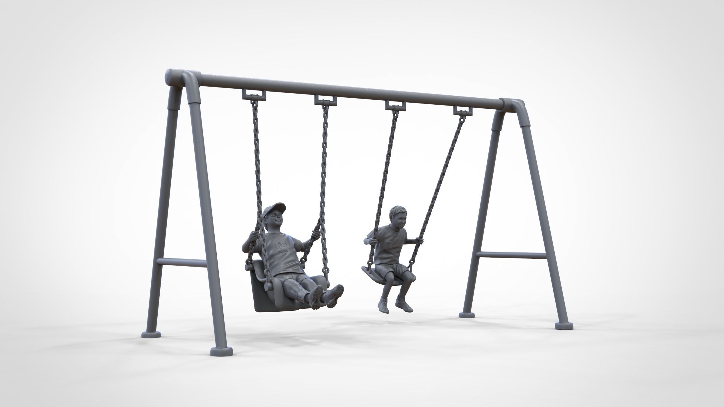 N1 Kid playing on a swing in park 3D print model_28