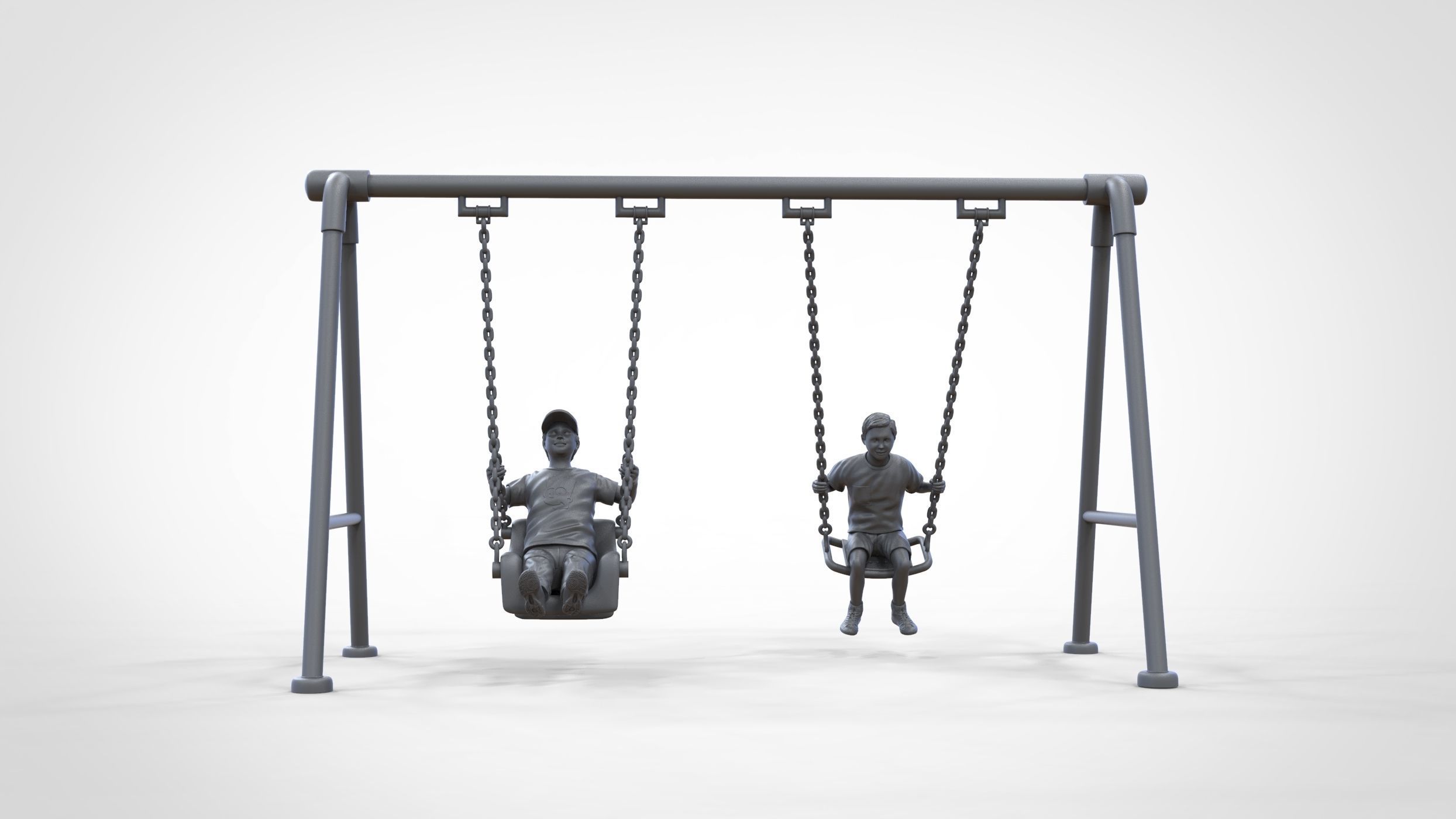 N1 Kid playing on a swing in park 3D print model_29