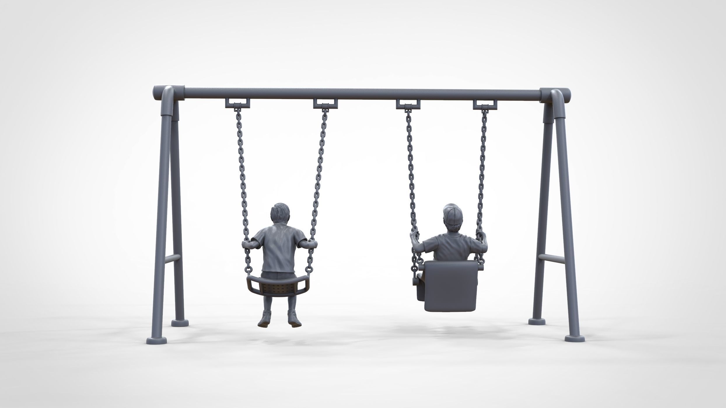 N1 Kid playing on a swing in park 3D print model_35