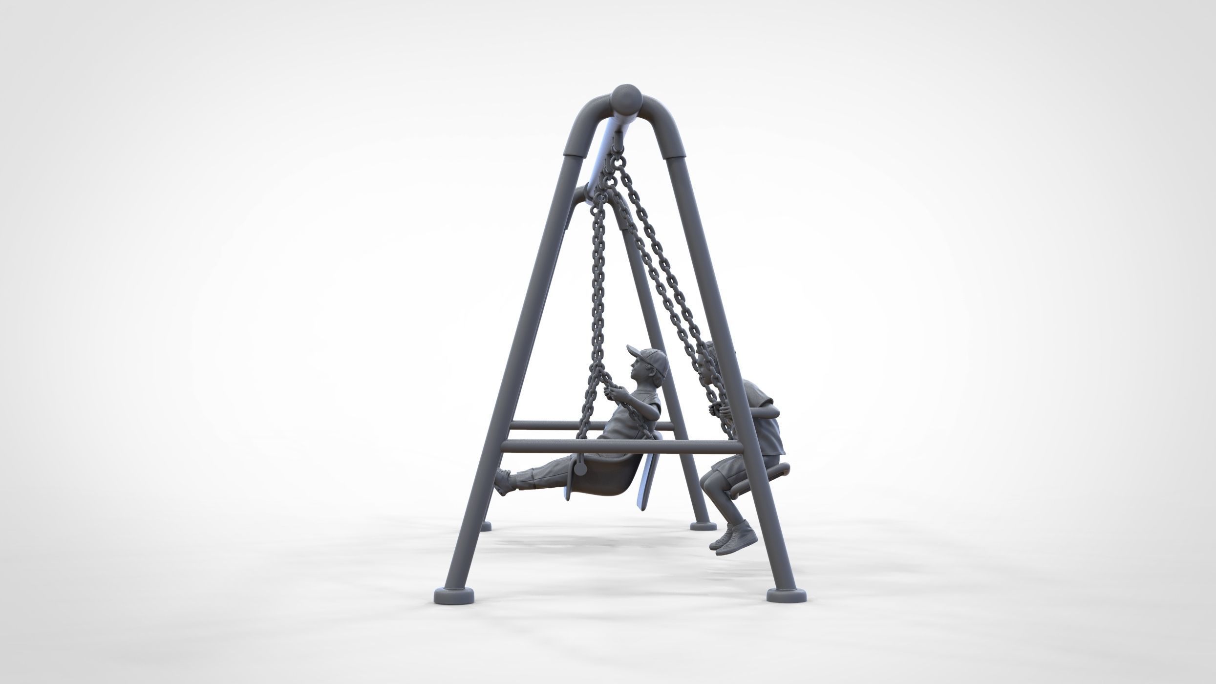 N1 Kid playing on a swing in park 3D print model_32