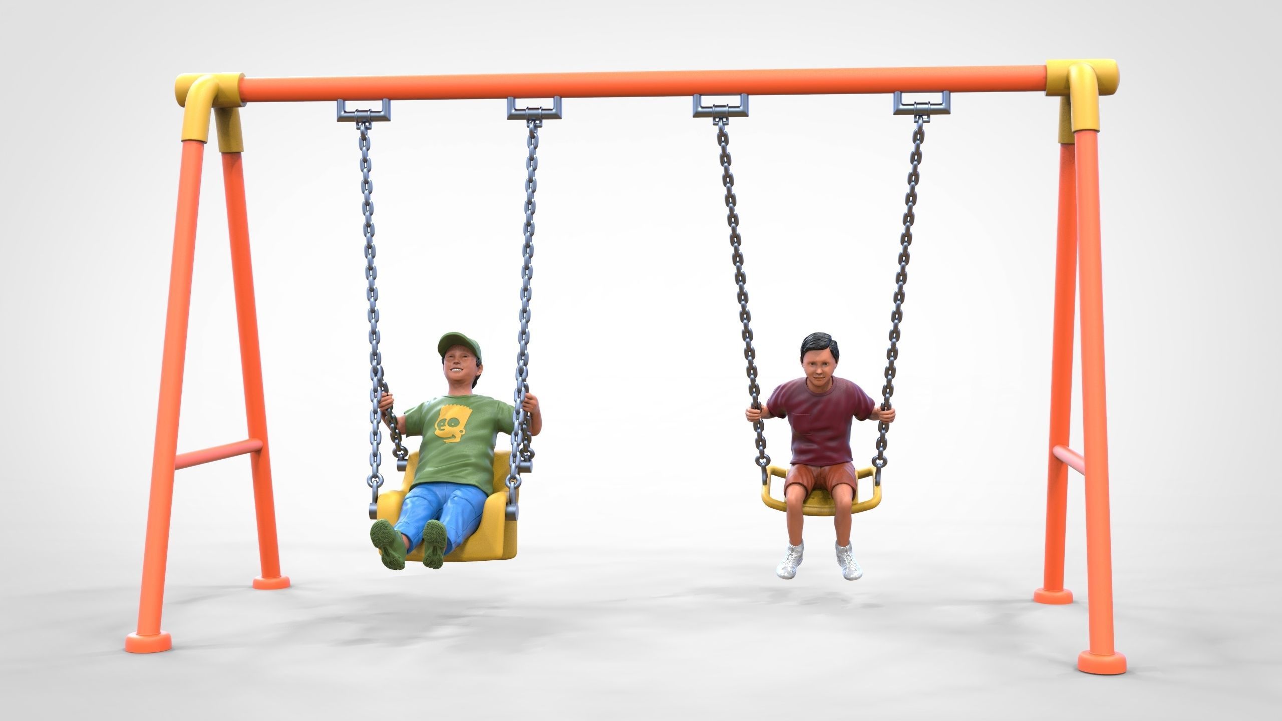 N1 Kid playing on a swing in park 3D print model_3