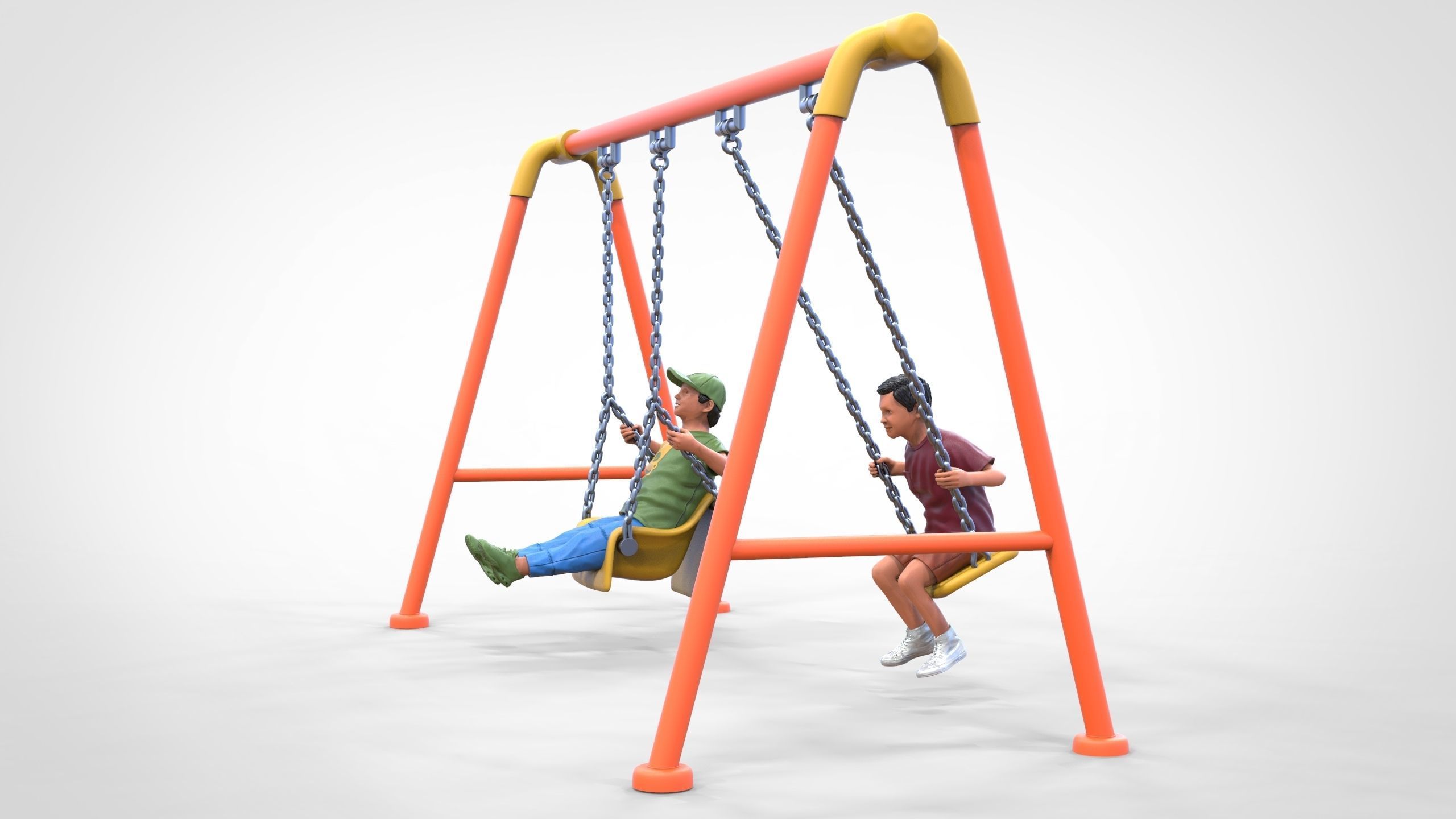 N1 Kid playing on a swing in park 3D print model_1