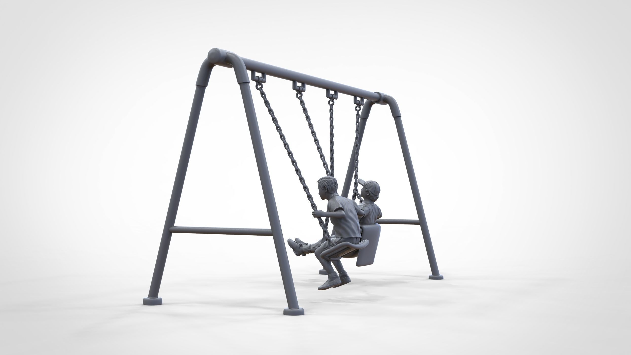 N1 Kid playing on a swing in park 3D print model_33