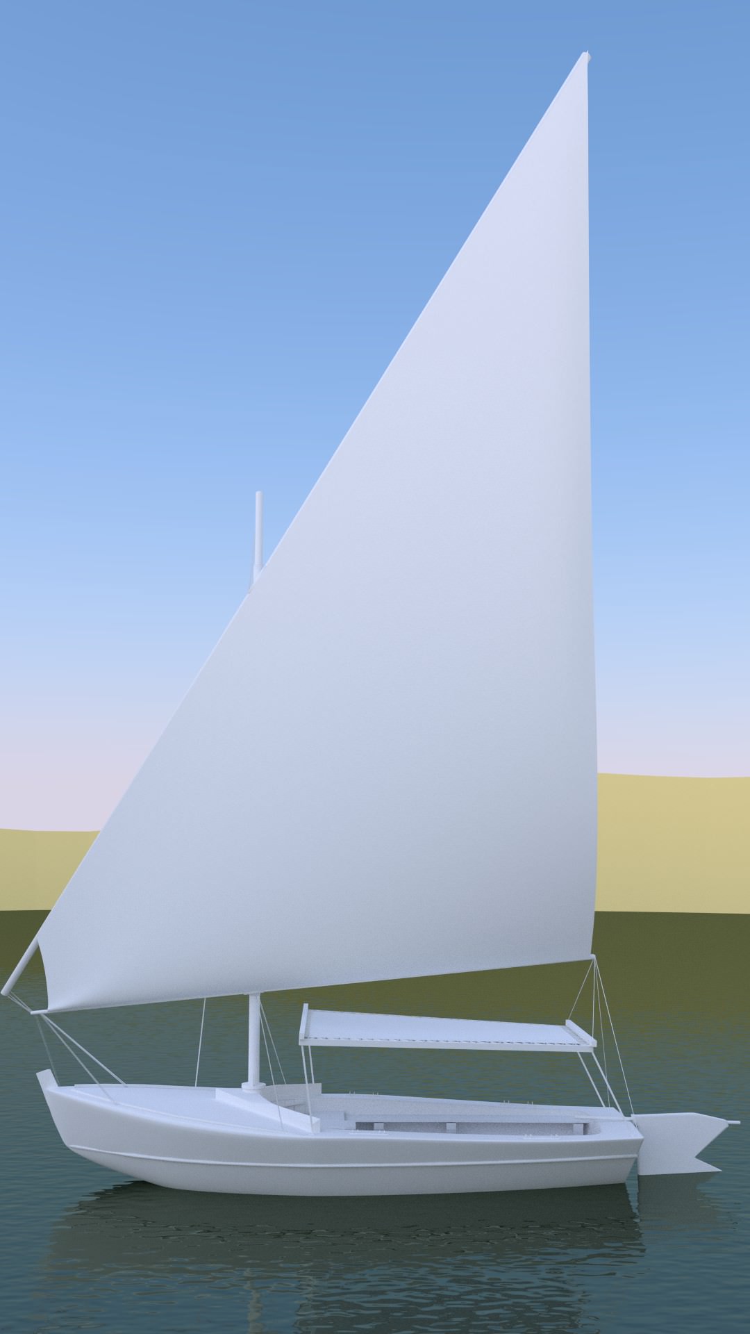 Felucca sailboat 3D model_3