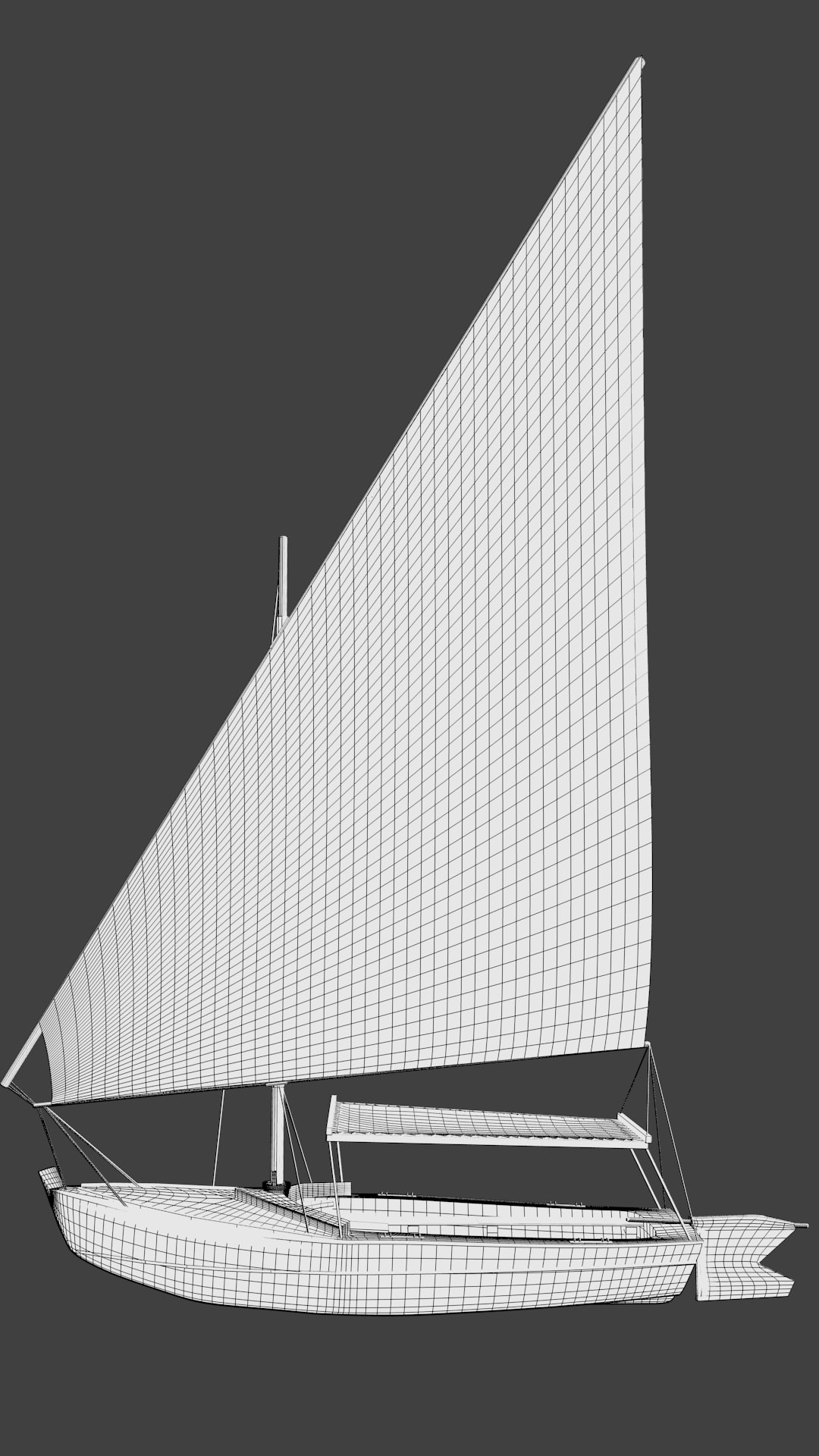Felucca sailboat 3D model_4