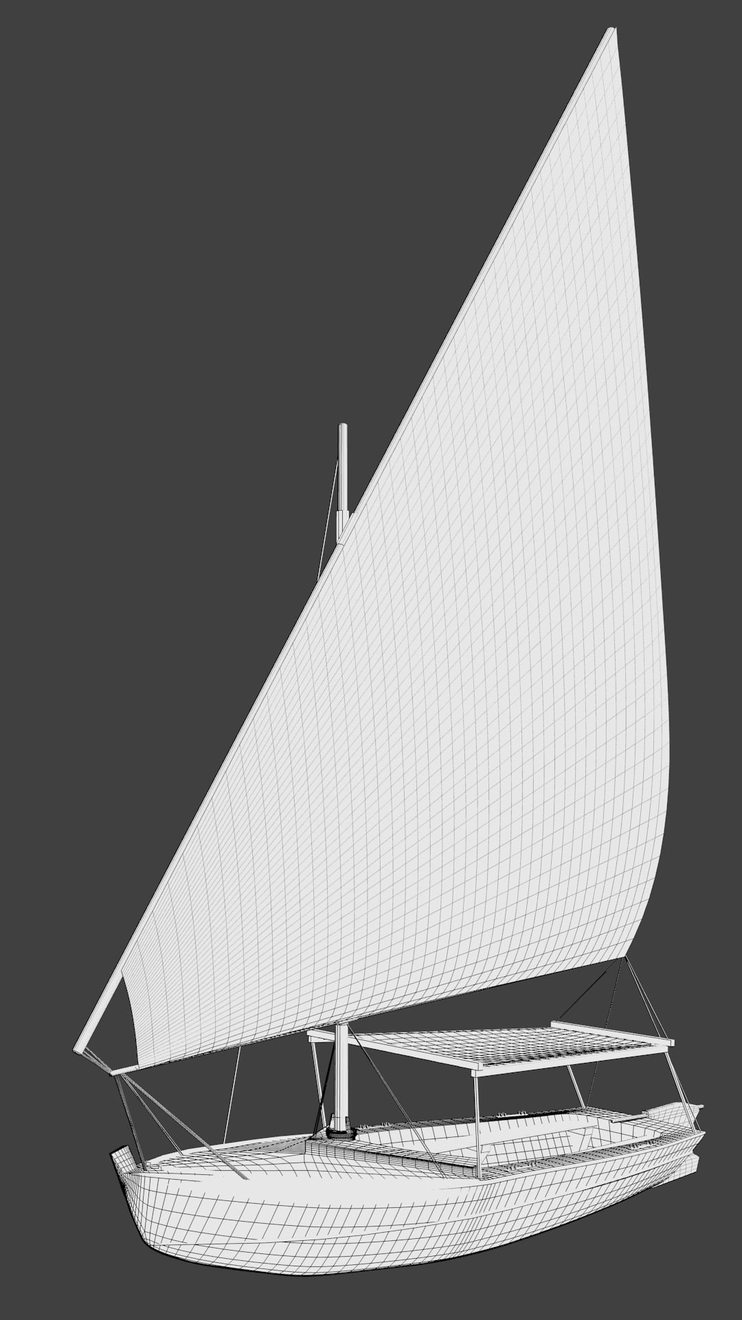 Felucca sailboat 3D model_6