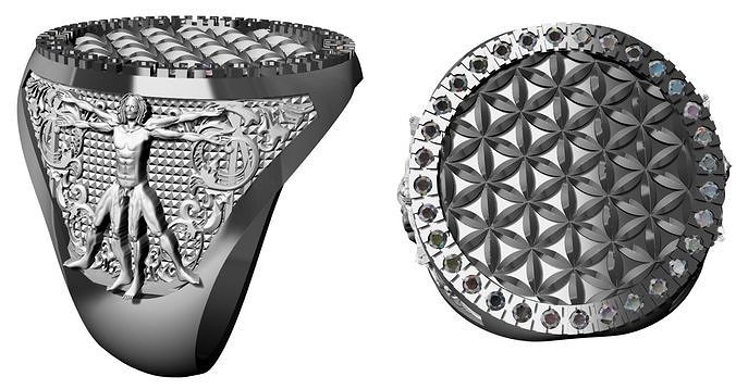 Flower of Life Vitruvian Ring 3D print model