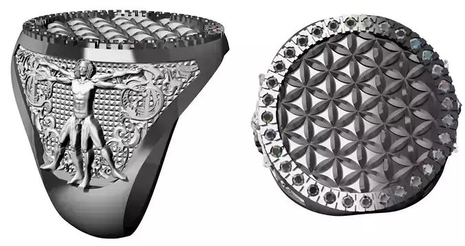 Flower of Life Vitruvian Ring 3D print model
