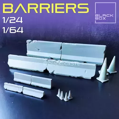 Concrete Barrier Diorama parts 1-24 1-64th scale  3D print model