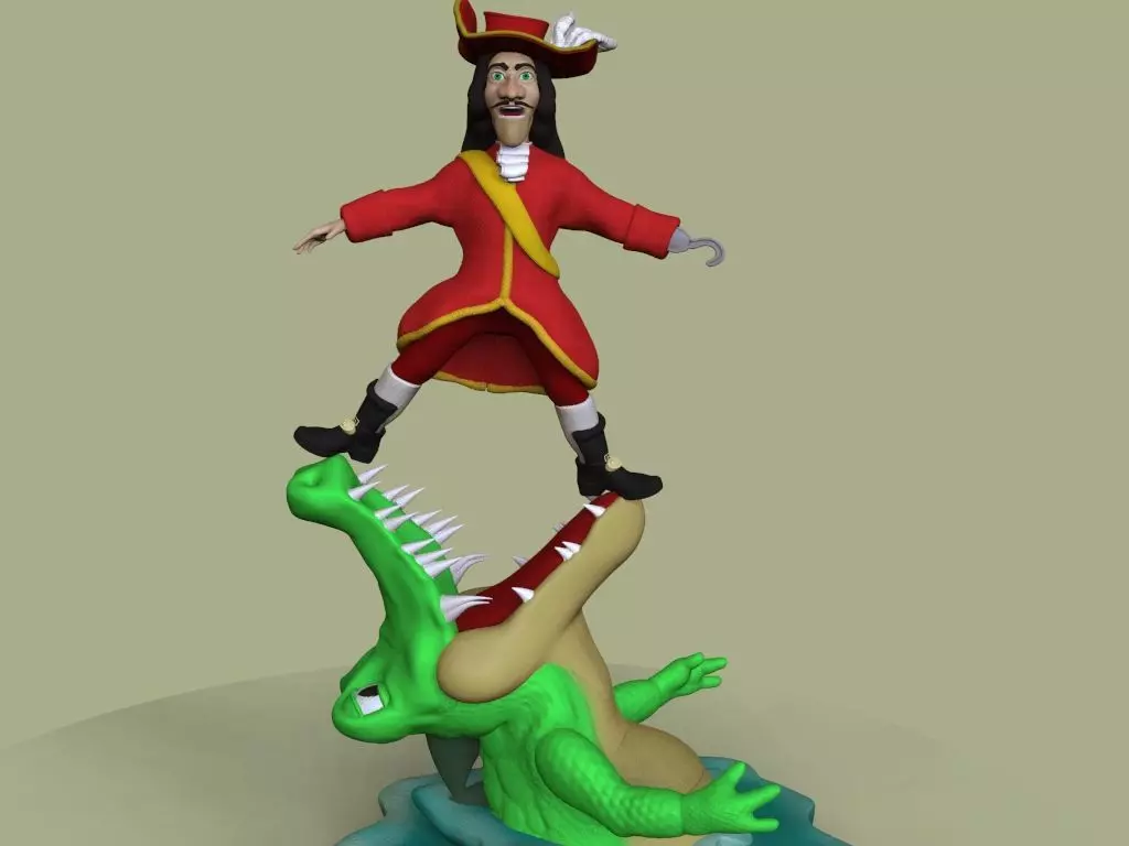CAPTAIN HOOK AND TICK TOCK 3D print model