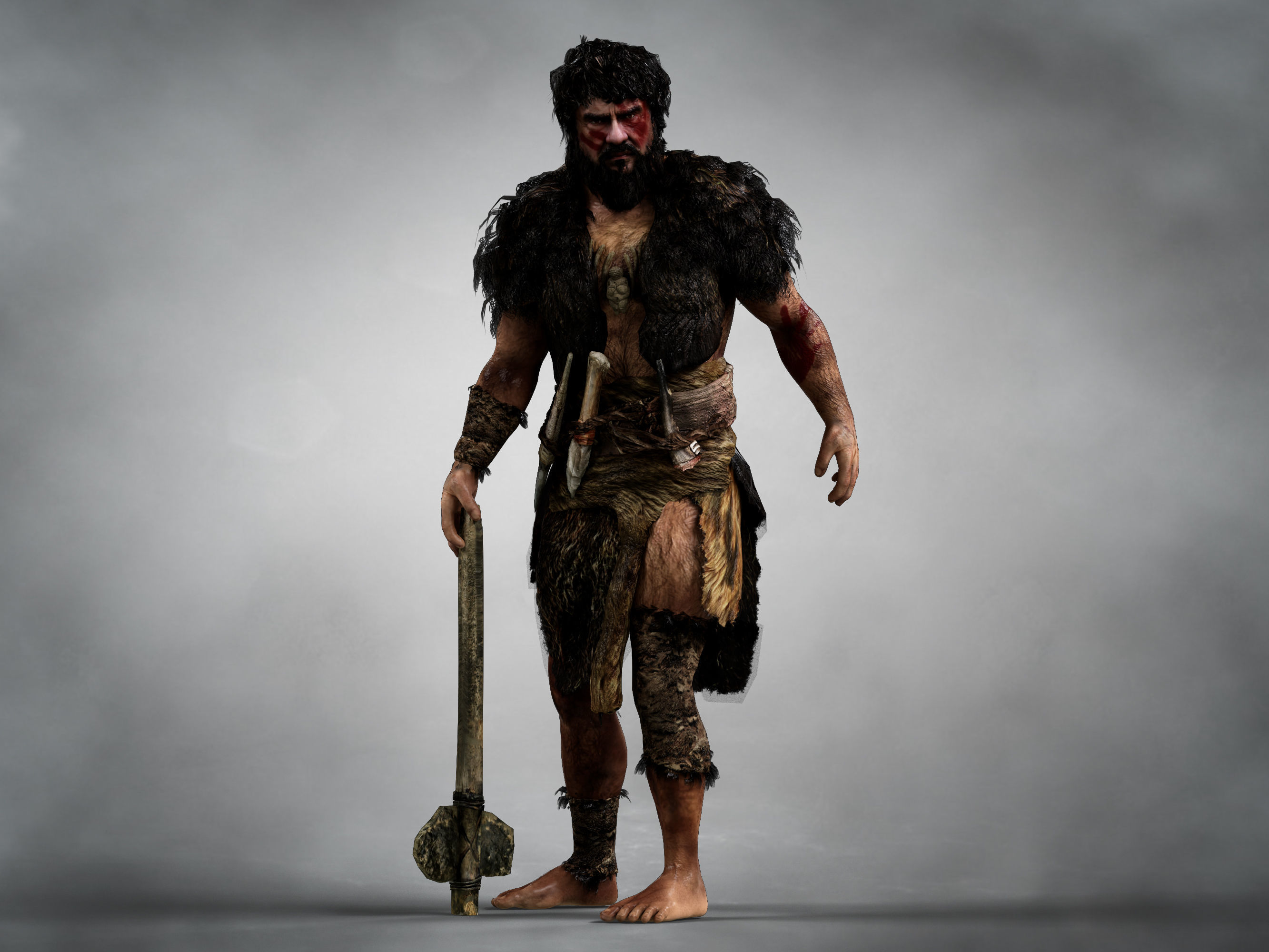 Caveman  Low-poly 3D model_5