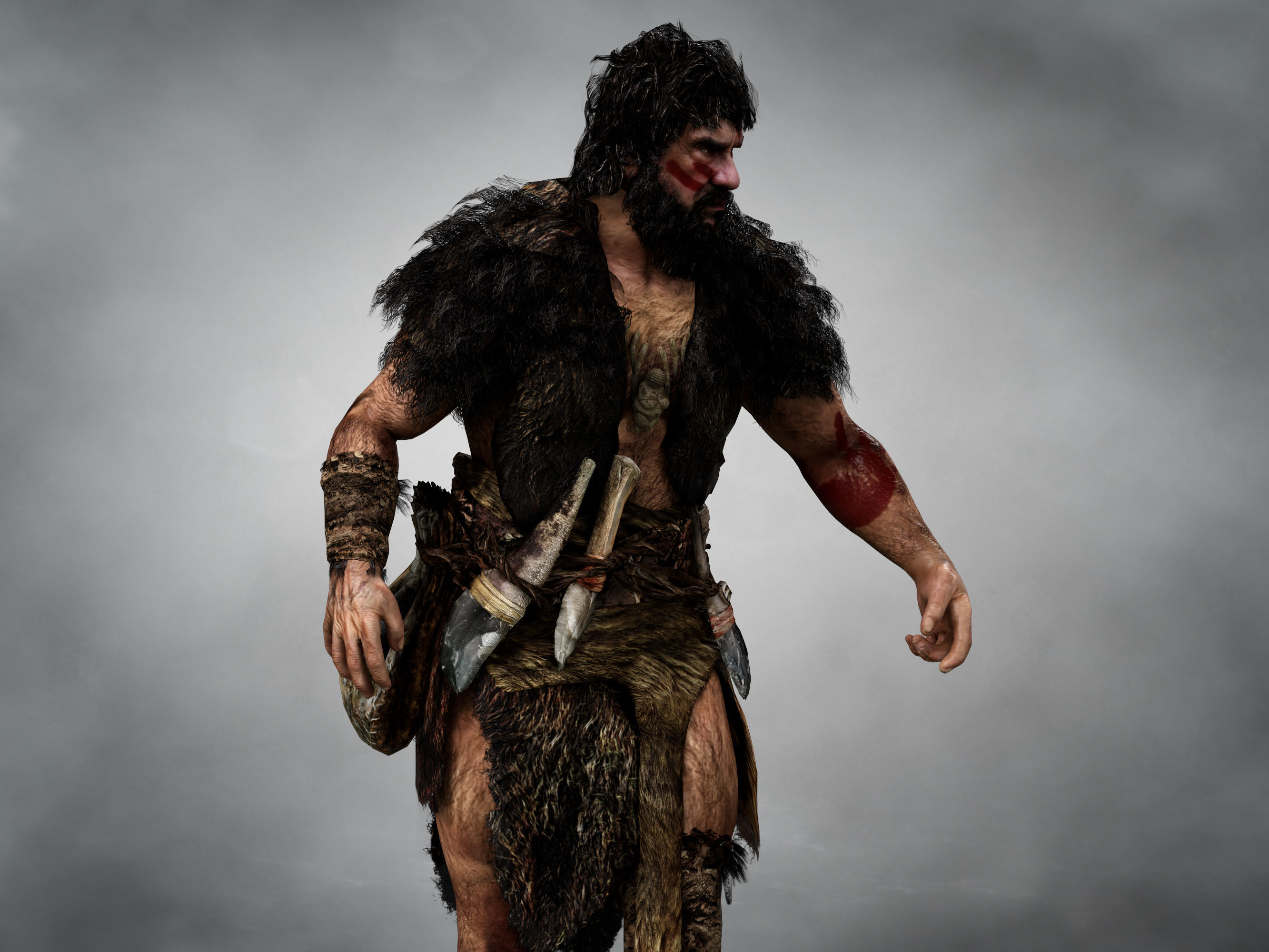 Caveman  Low-poly 3D model_3