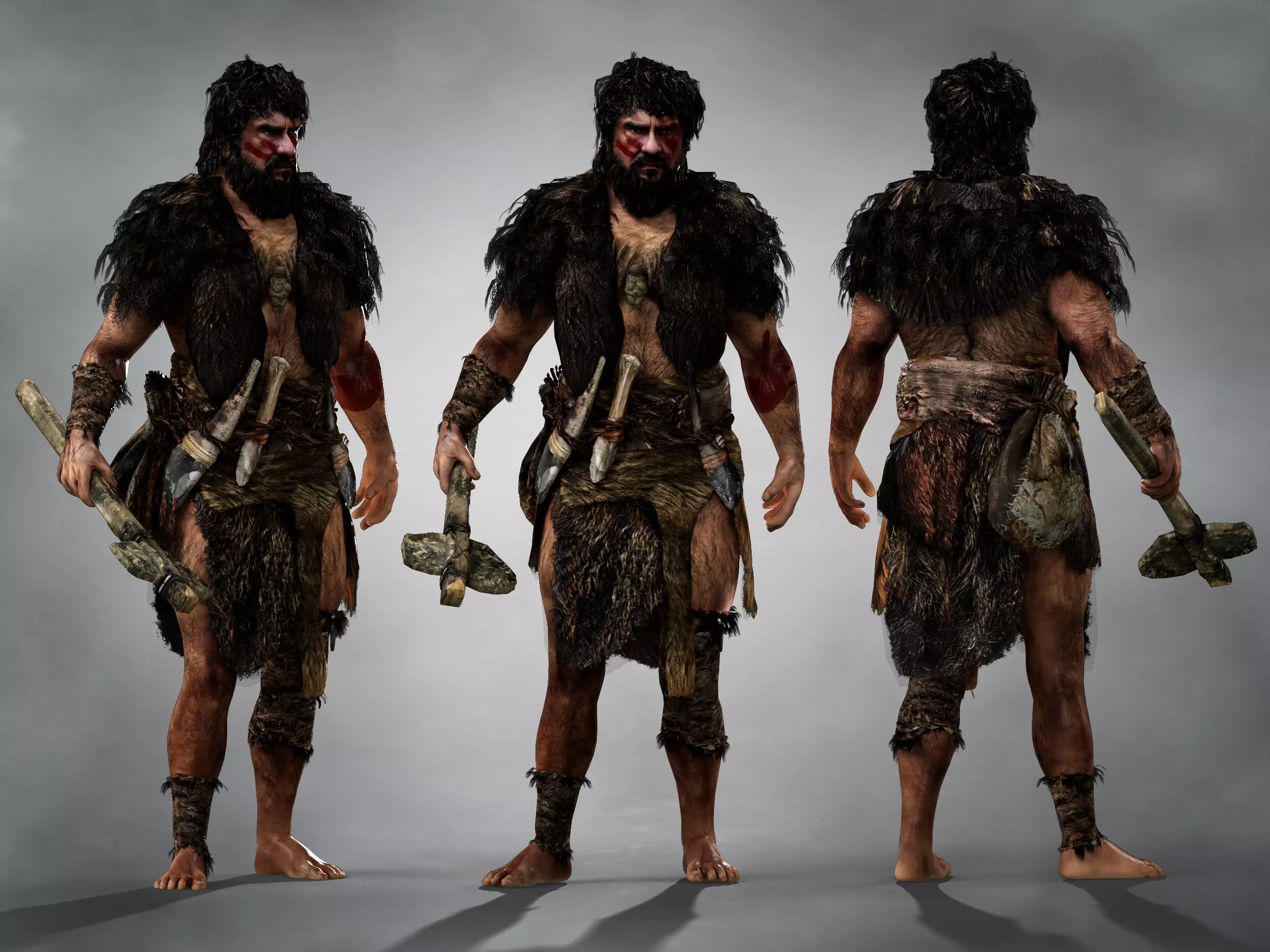 Caveman  Low-poly 3D model_0