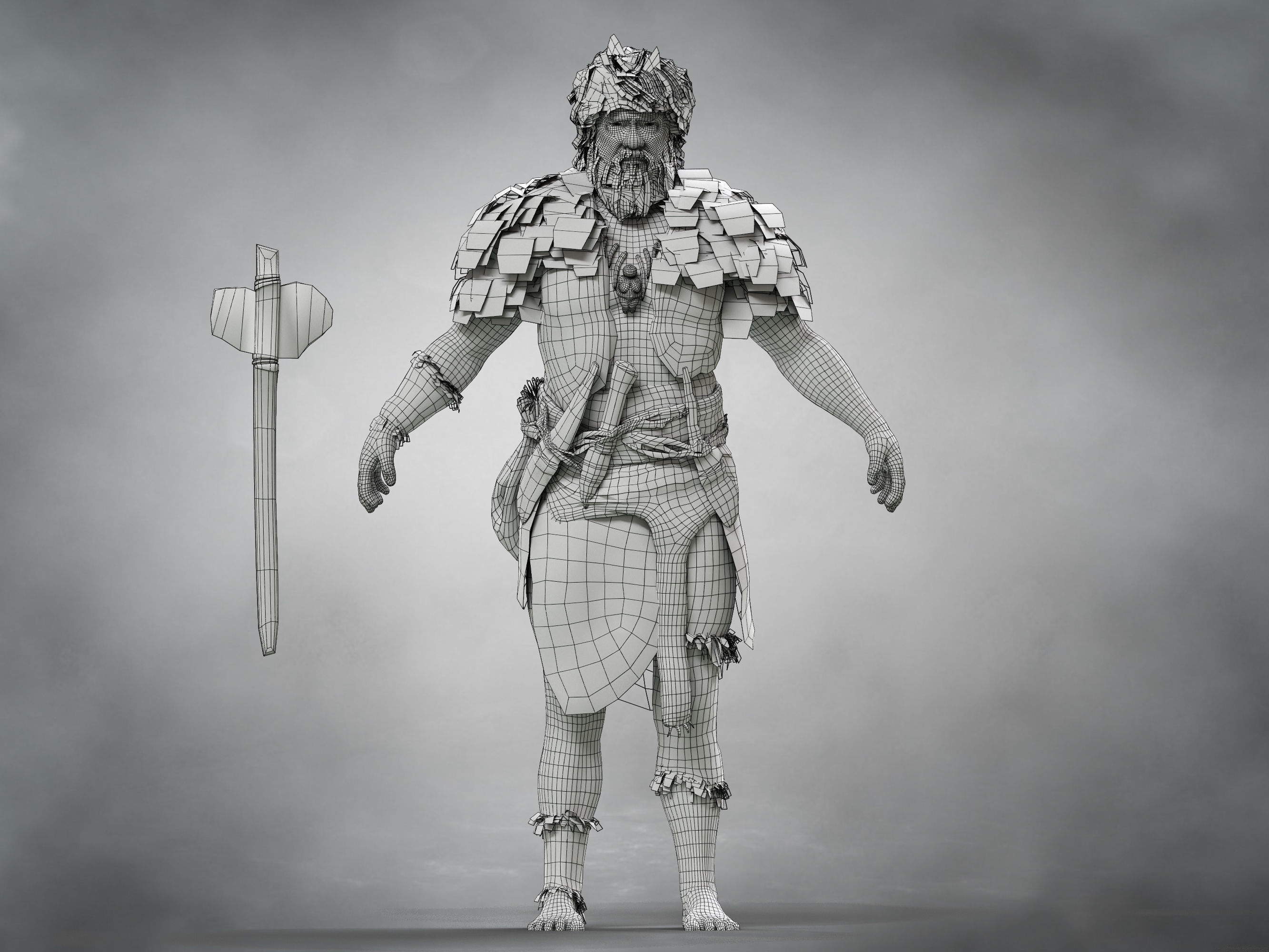 Caveman  Low-poly 3D model_11