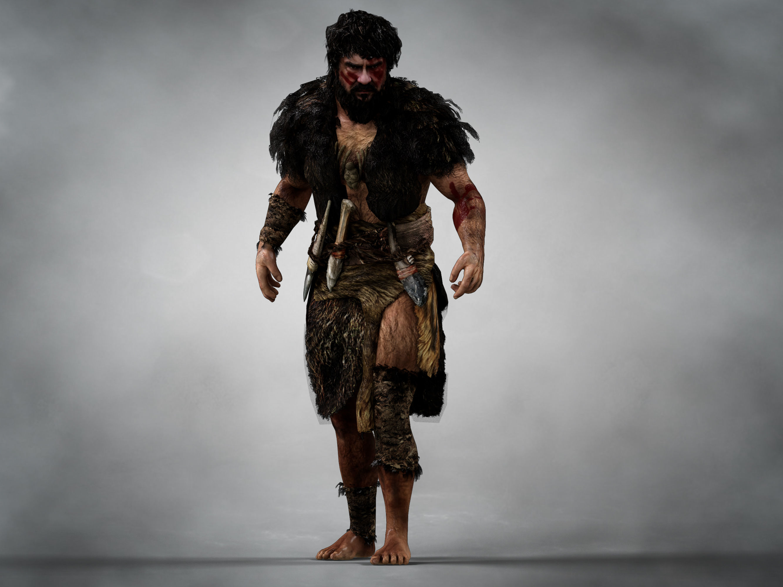 Caveman  Low-poly 3D model_4