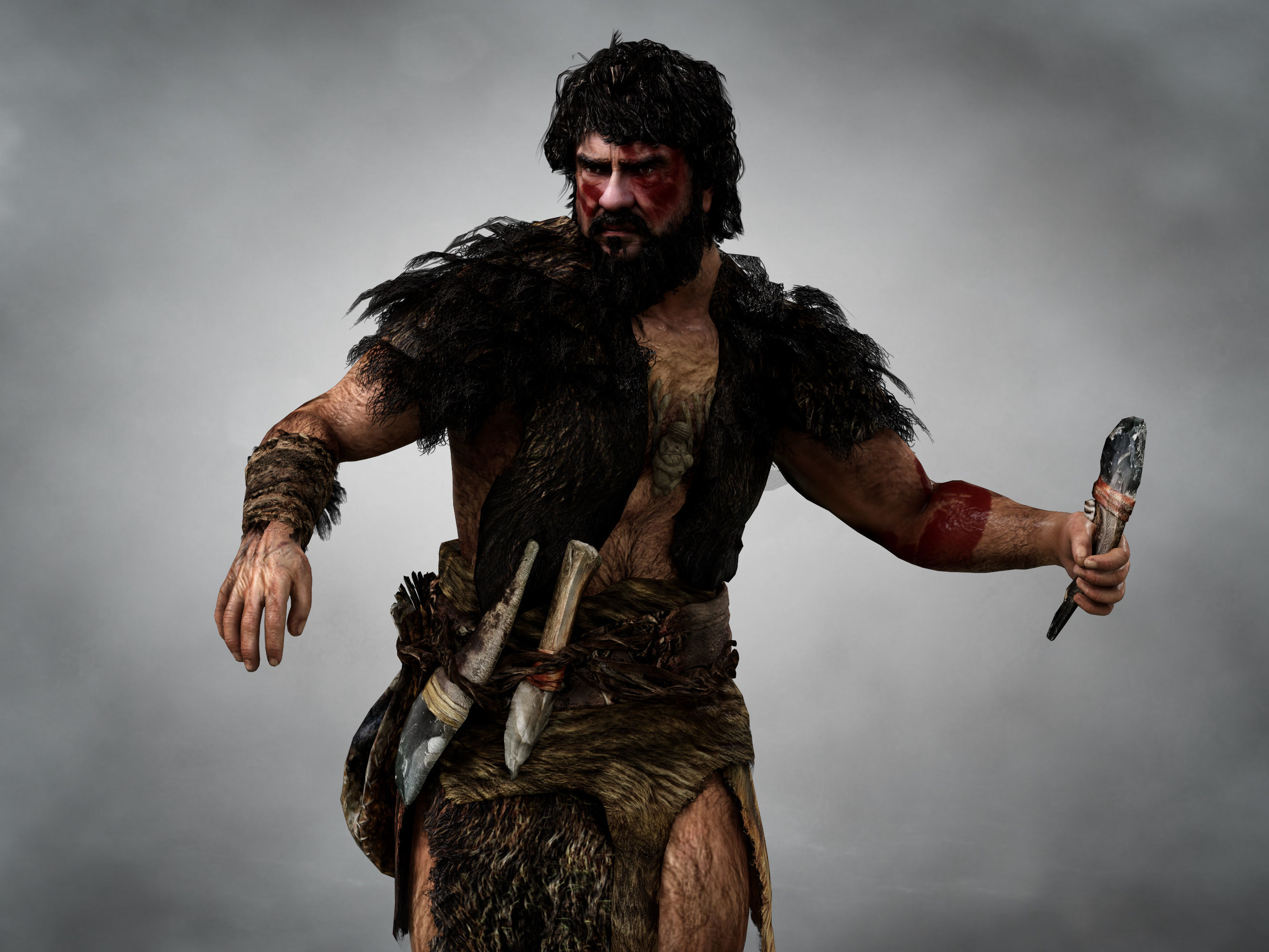 Caveman  Low-poly 3D model_2