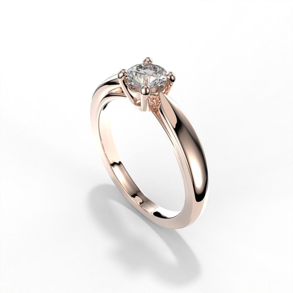 Solitaire ring tif stlye 3D print model_7