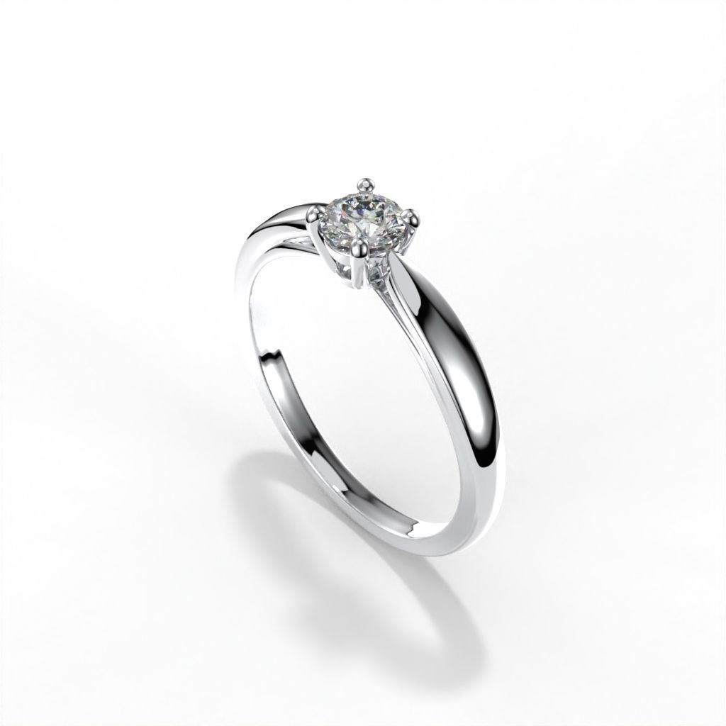 Solitaire ring tif stlye 3D print model_5