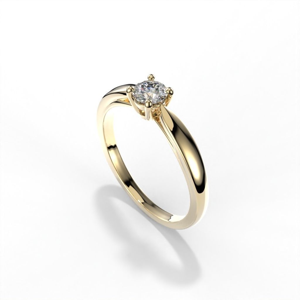 Solitaire ring tif stlye 3D print model_3