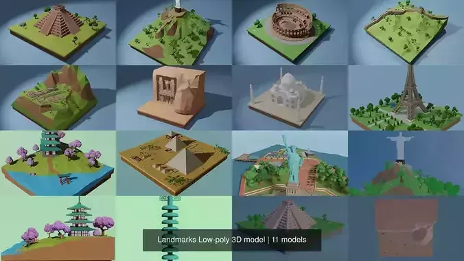 Landmarks Low-poly 3D model great wall of china 3D Model Collection