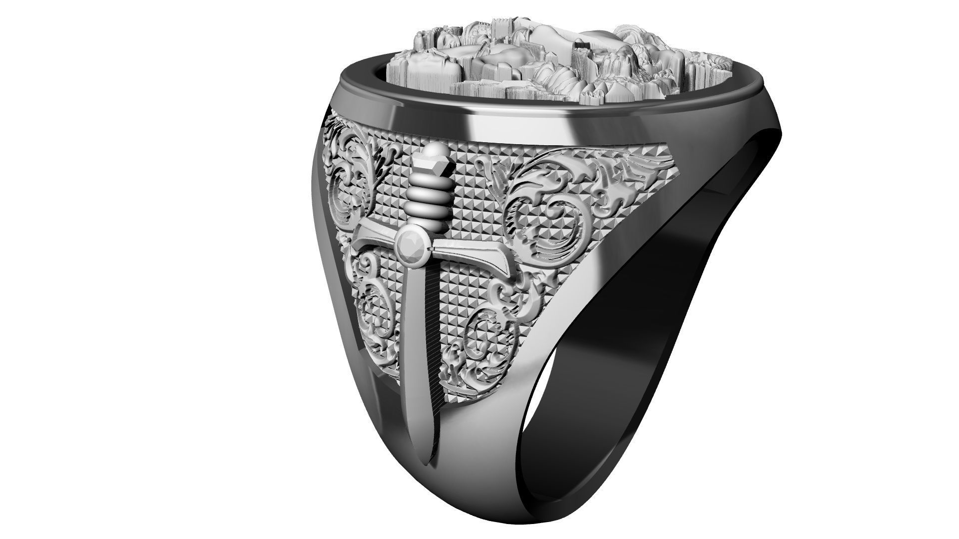 St George Sword Ring 3D print model_1