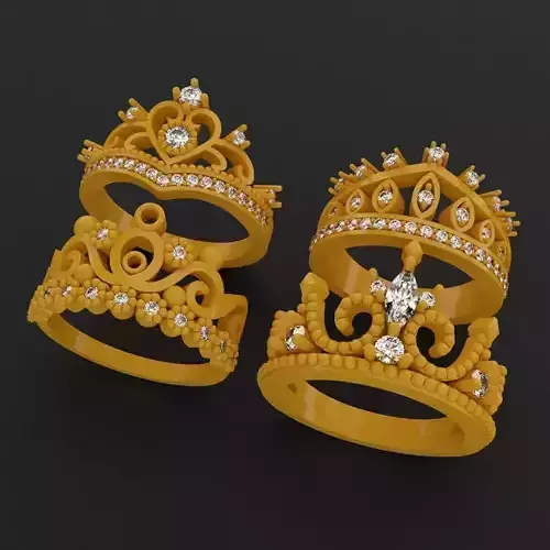 Princess Crown Rings Set 2