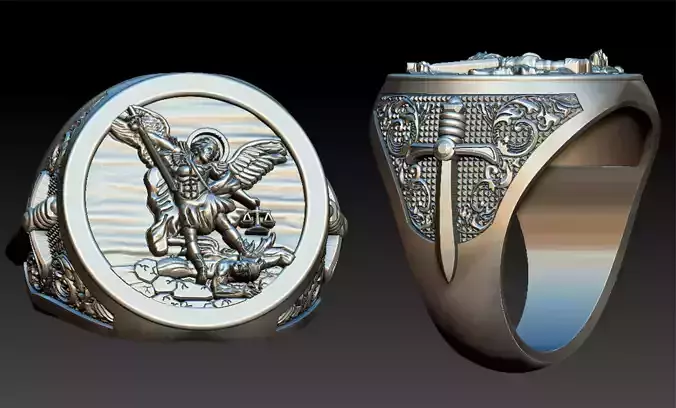 St Michael Sword Ring 3D print model