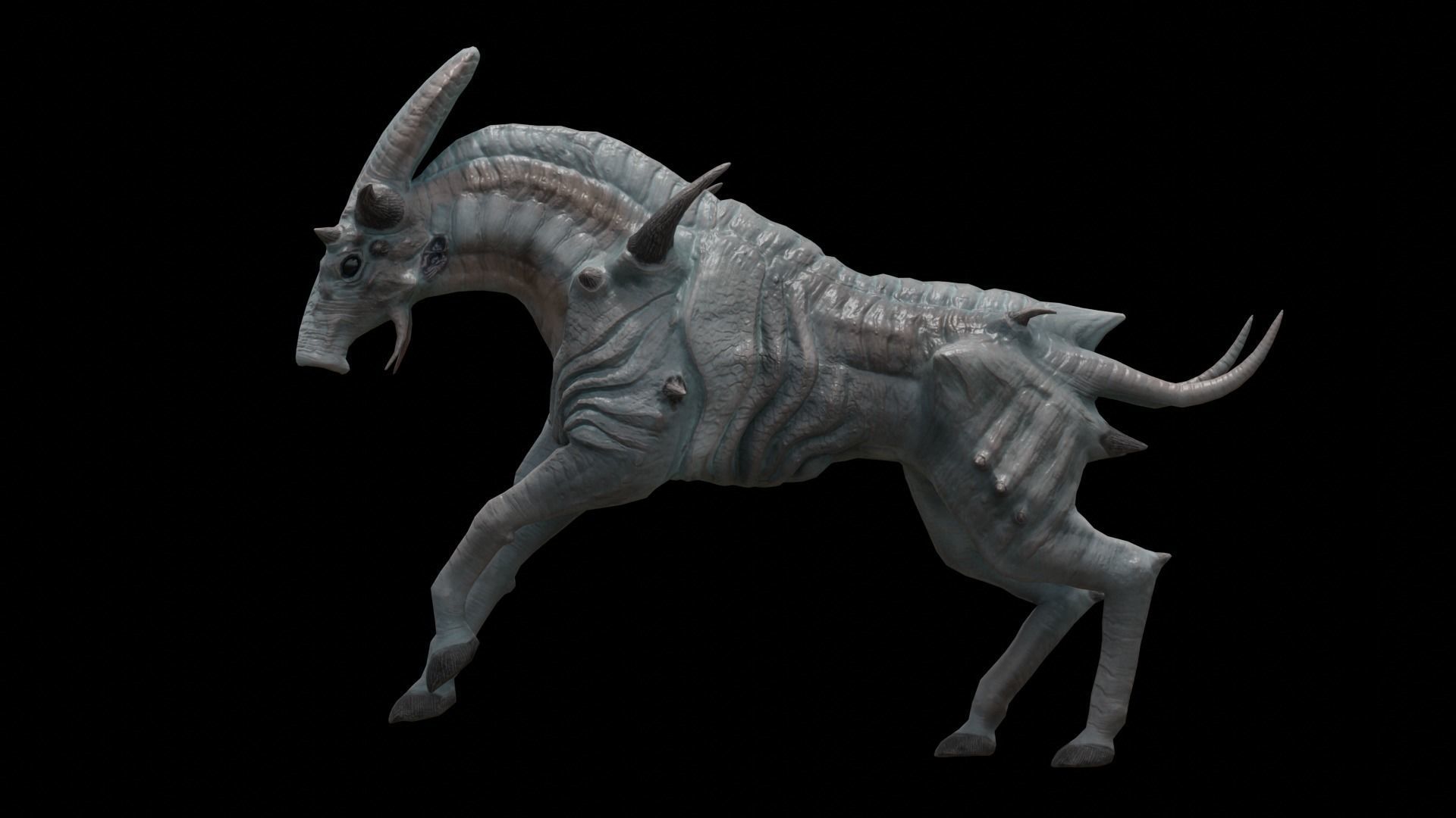 Alien horse creature Low-poly 3D model_38