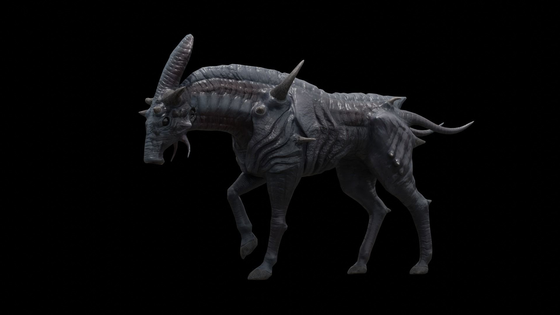 Alien horse creature Low-poly 3D model_37