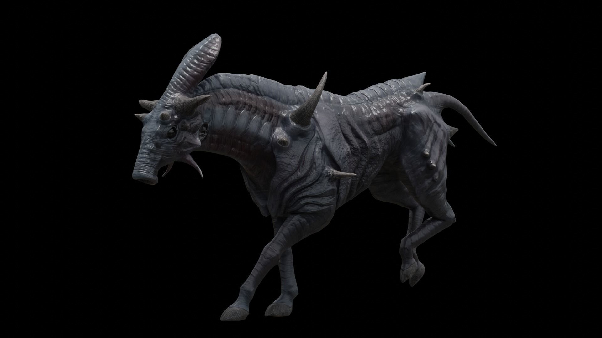 Alien horse creature Low-poly 3D model_6
