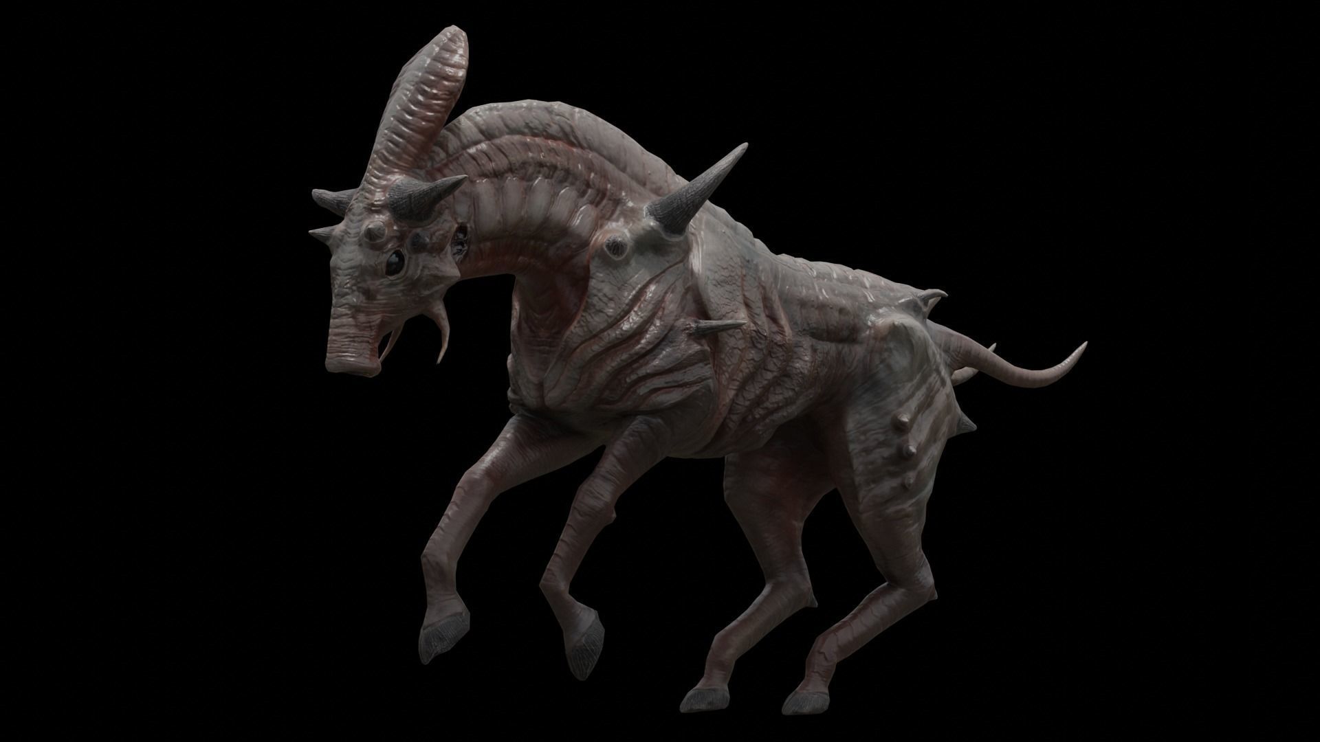 Alien horse creature Low-poly 3D model_35