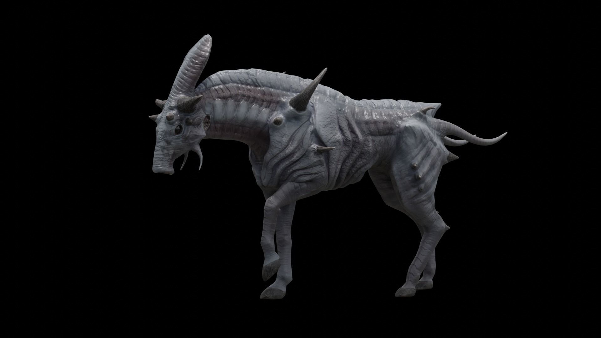 Alien horse creature Low-poly 3D model_36