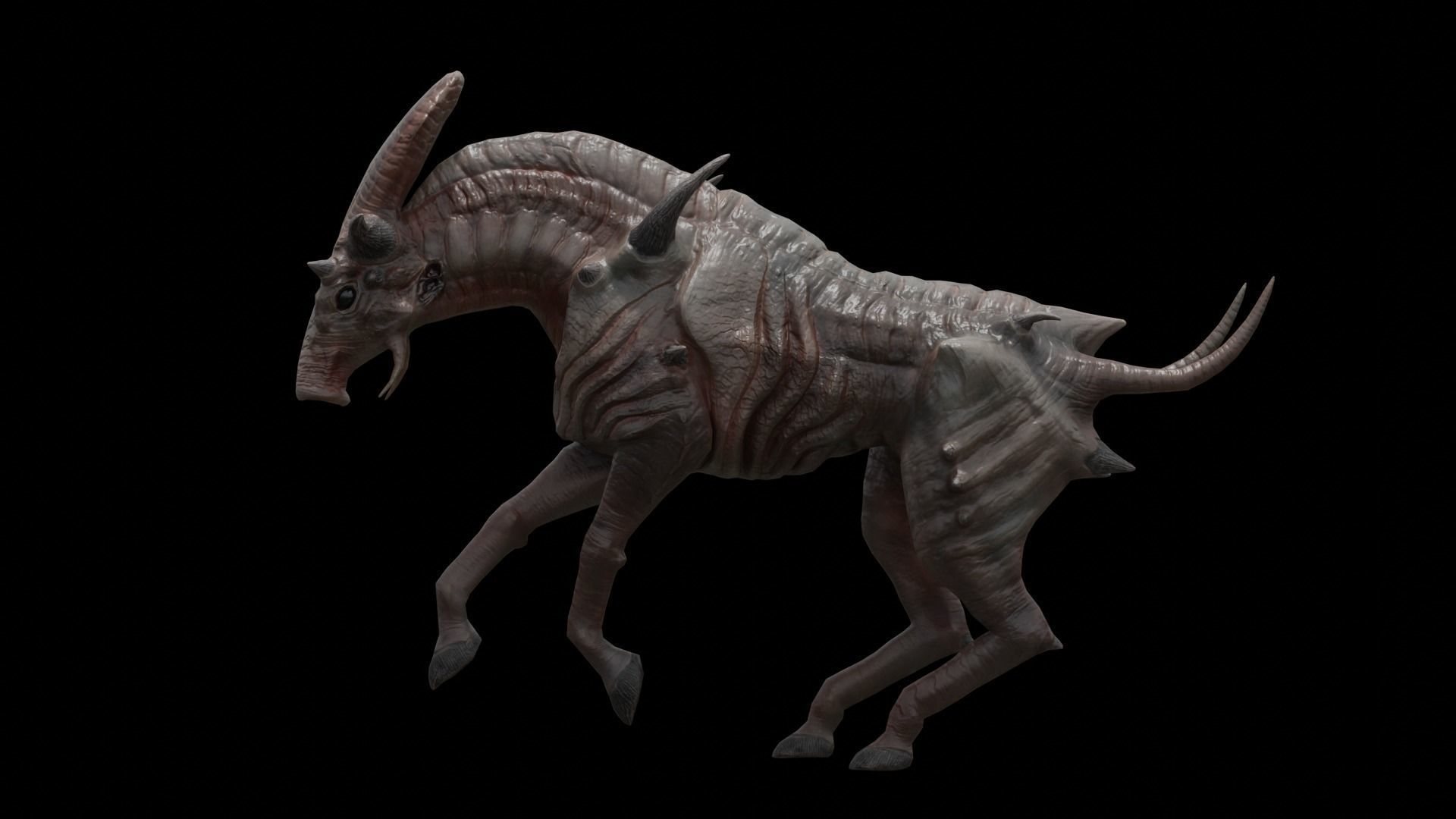 Alien horse creature Low-poly 3D model_21