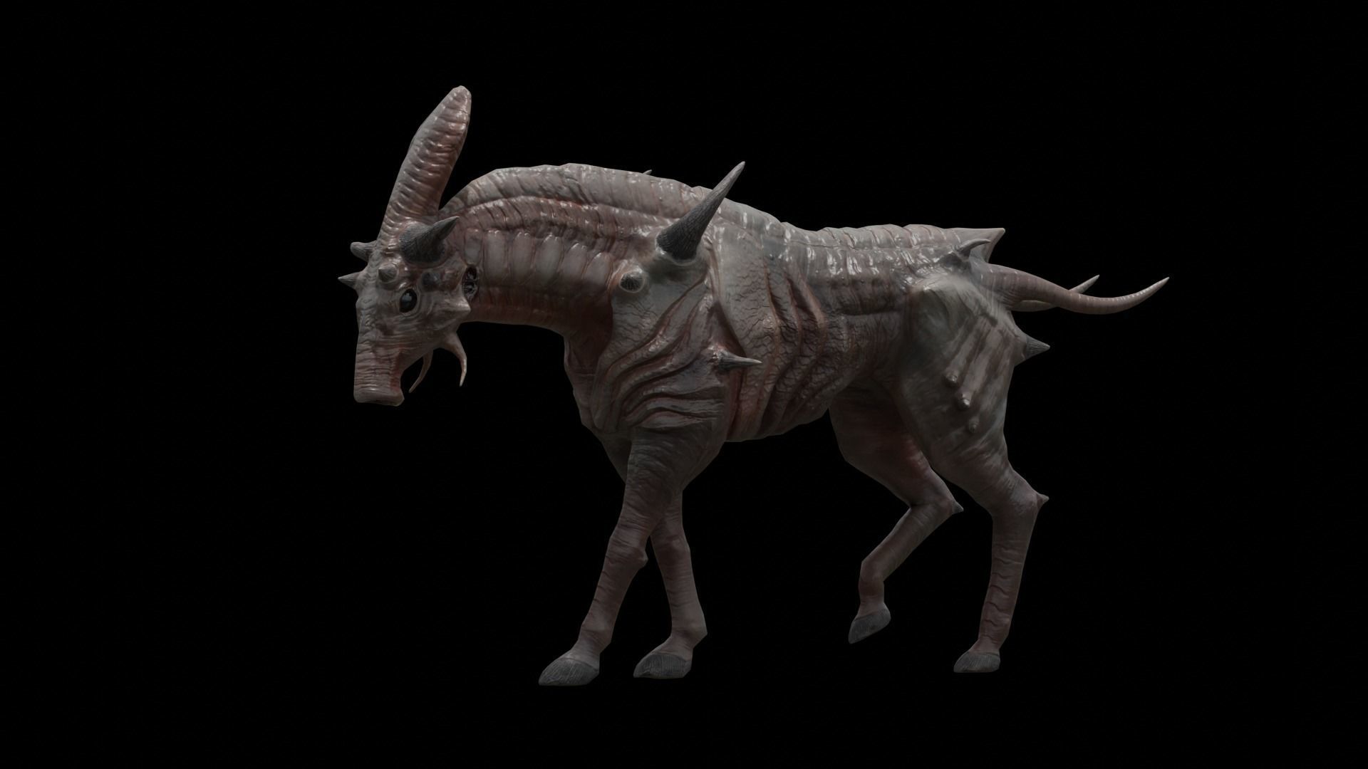 Alien horse creature Low-poly 3D model_10