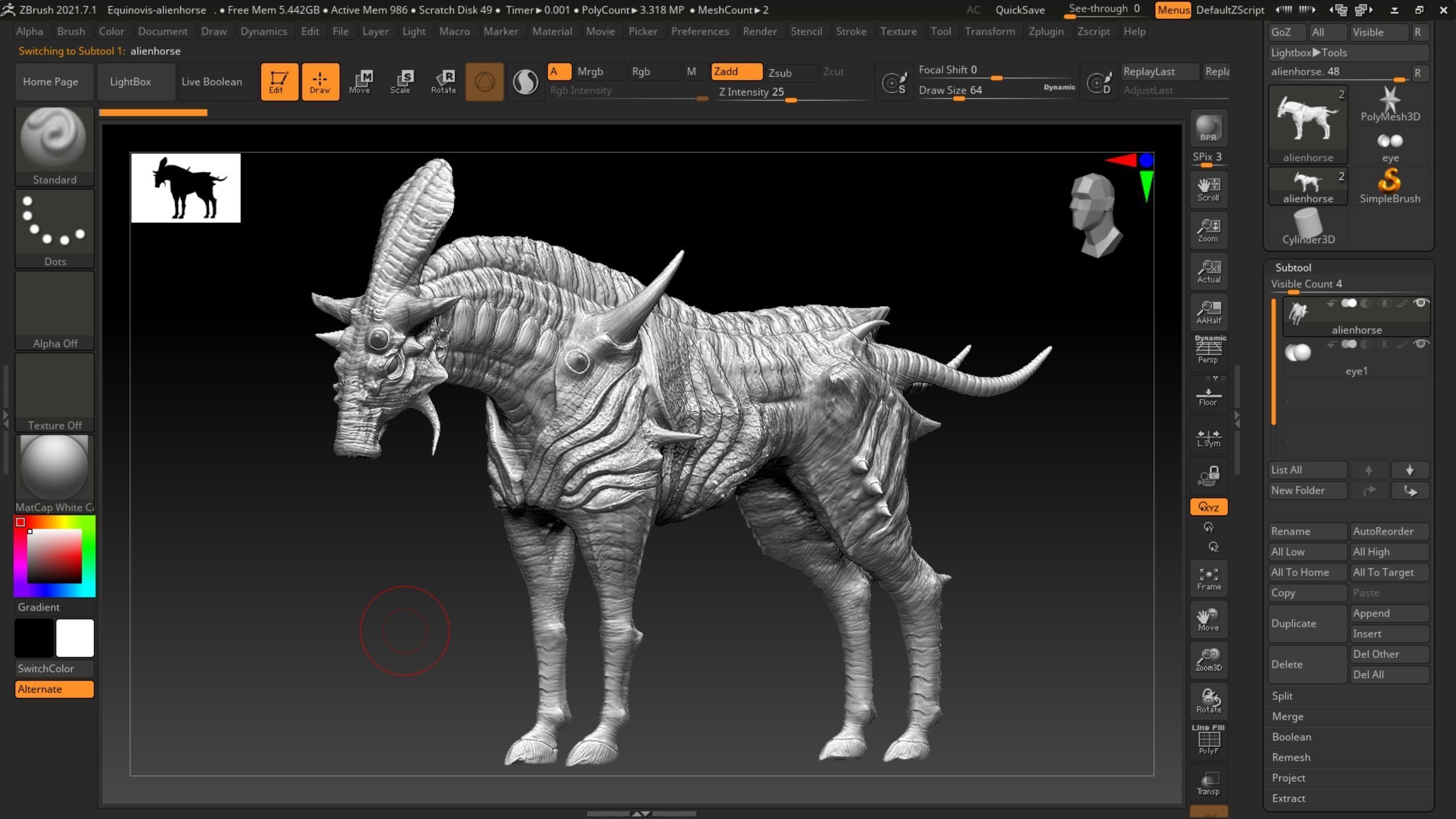 Alien horse creature Low-poly 3D model_28